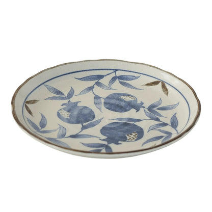 Vaisselle Mino-yaki en céramique à motifs de grenade bleus