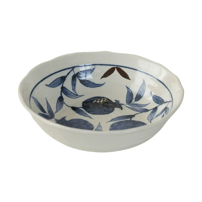 Vaisselle Mino-yaki en céramique à motifs de grenade bleus