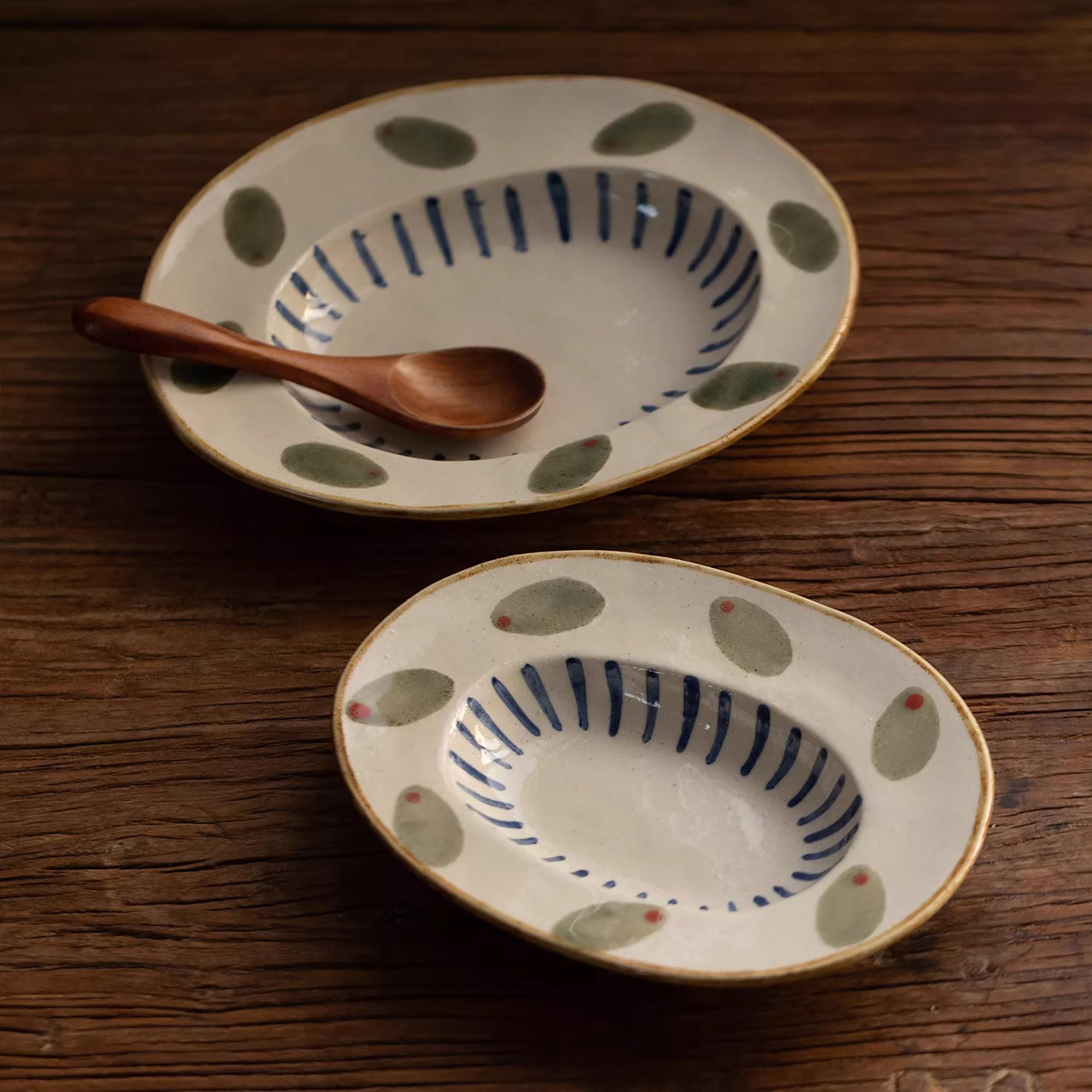 Assiette Minoyaki style champêtre rétro