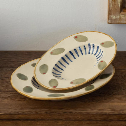 Assiette Minoyaki style champêtre rétro