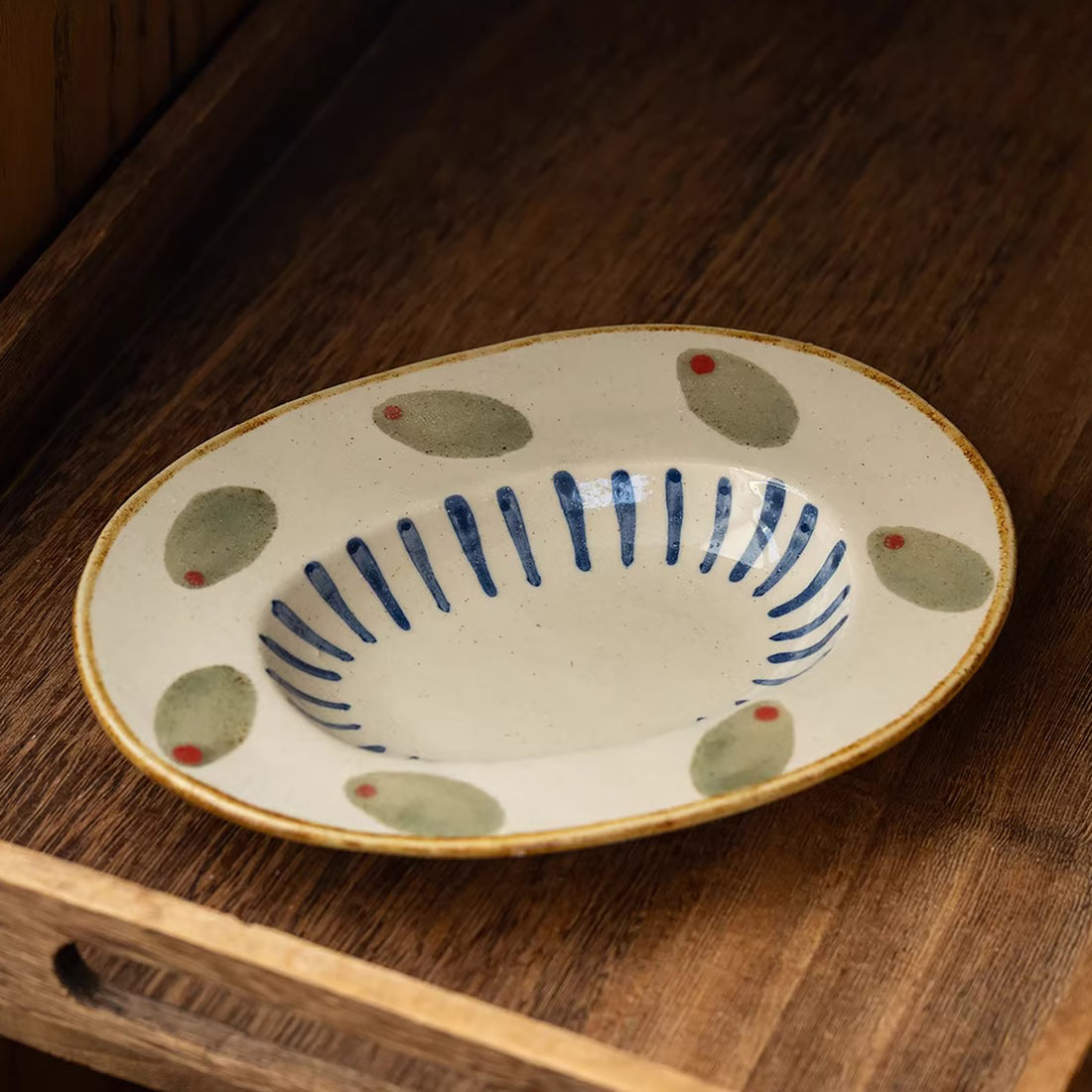 Assiette Minoyaki style champêtre rétro