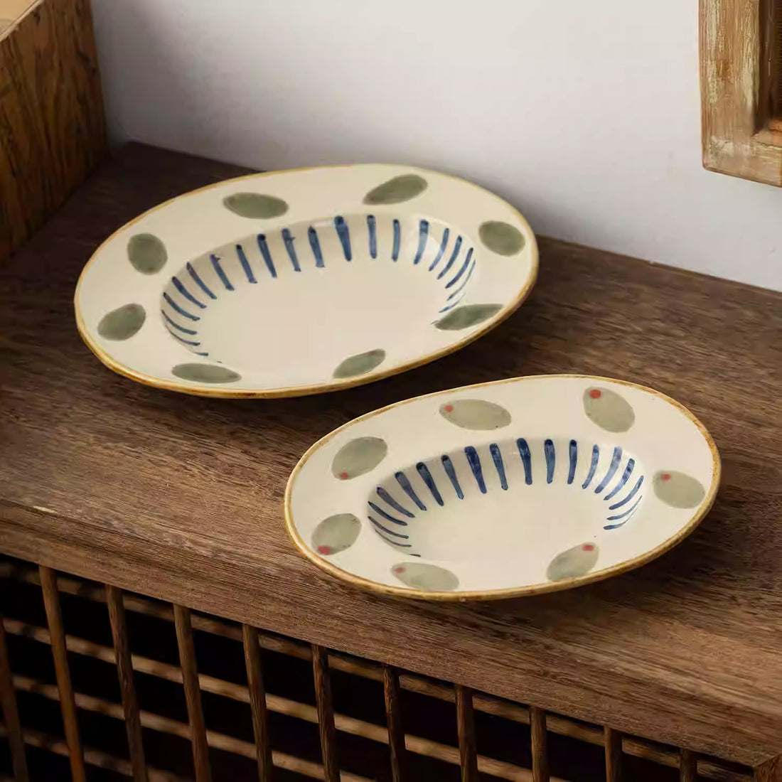 Assiette Minoyaki style champêtre rétro