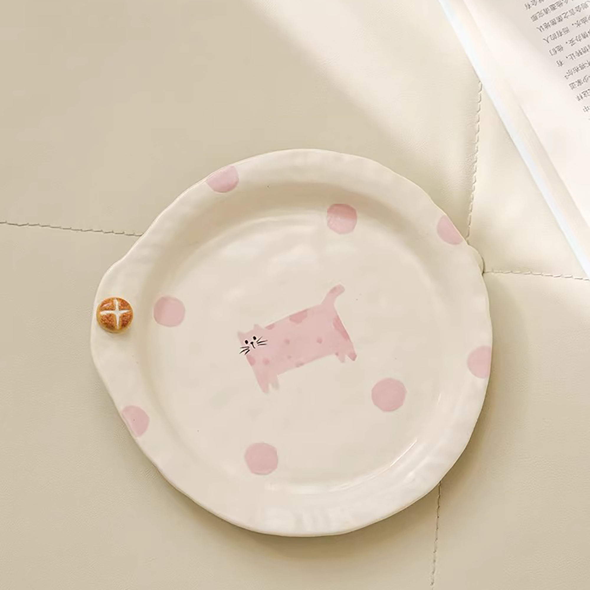 Vaisselle en céramique peint à la main avec motif chat
