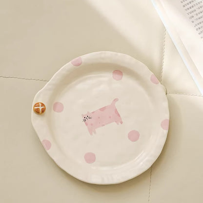 Vaisselle en céramique peint à la main avec motif chat