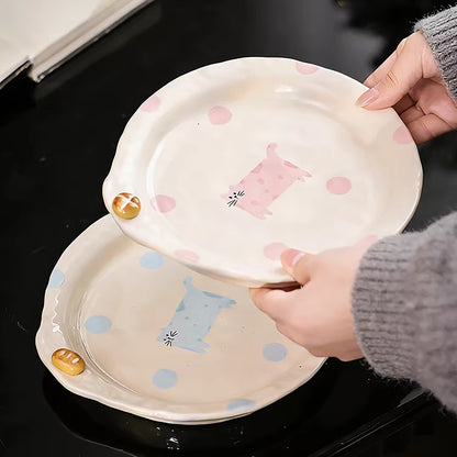 Vaisselle en céramique peint à la main avec motif chat