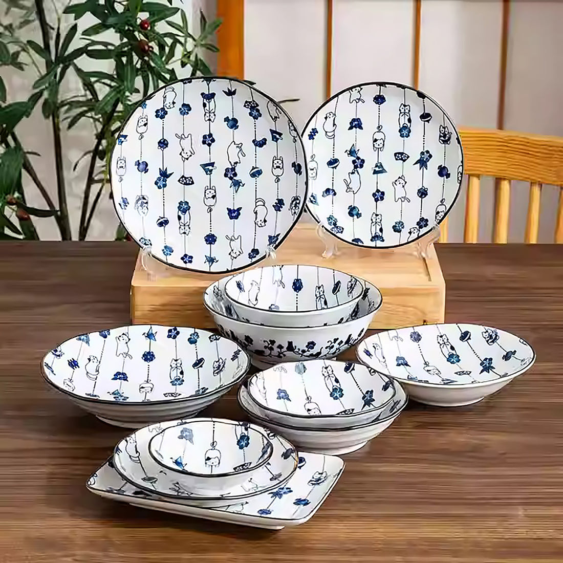 Service de vaisselle Minoyaki avec bonheur en guirlande