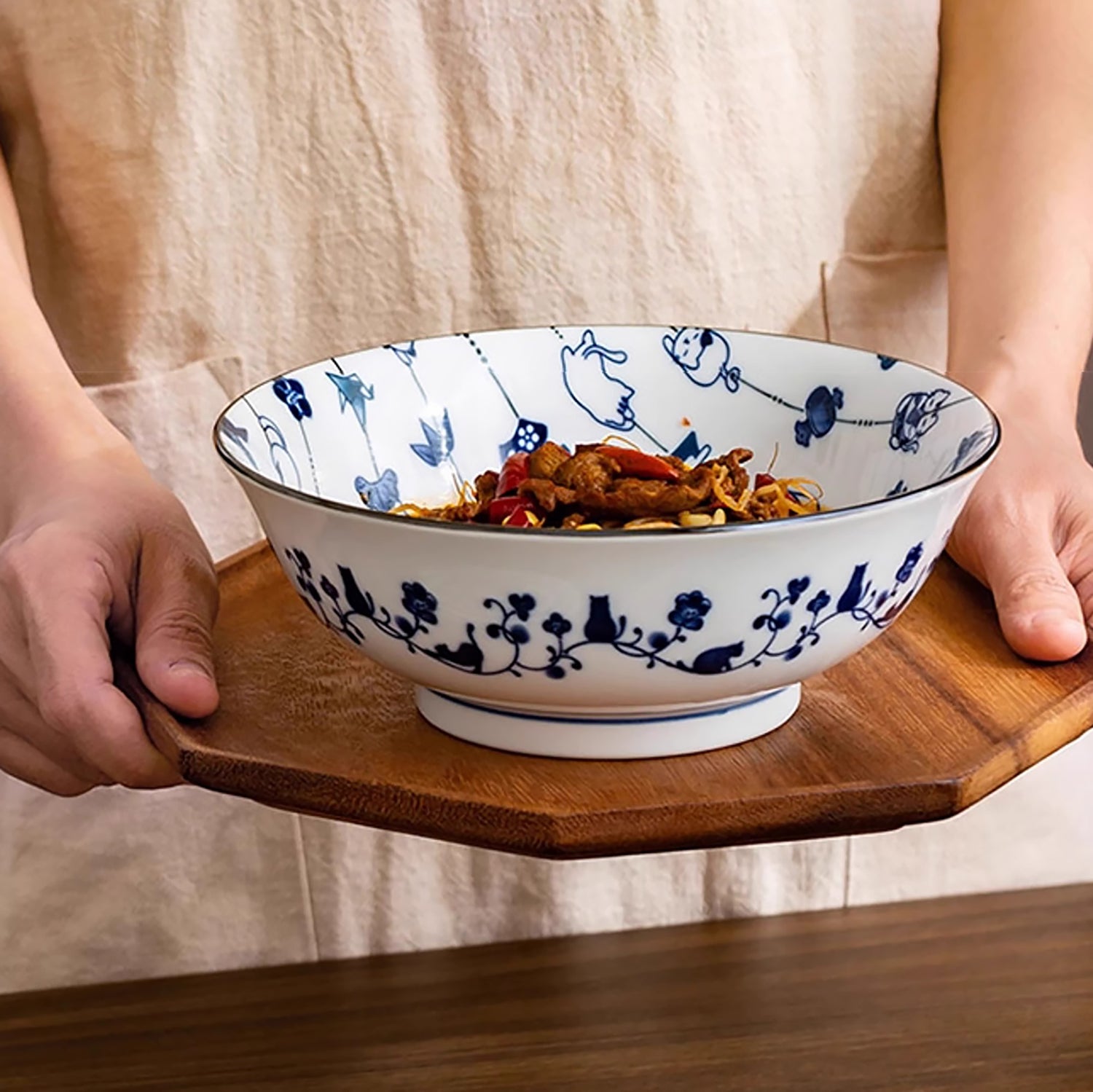Service de vaisselle Minoyaki avec bonheur en guirlande