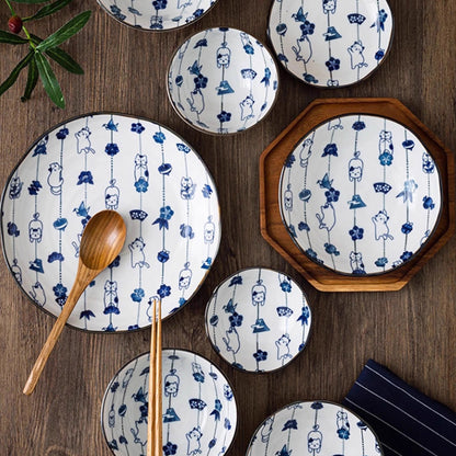 Service de vaisselle Minoyaki avec bonheur en guirlande