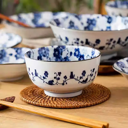 Service de vaisselle Minoyaki avec motifs chats et fleurs