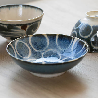 Bol en céramique peint à la main en série Brush Blue