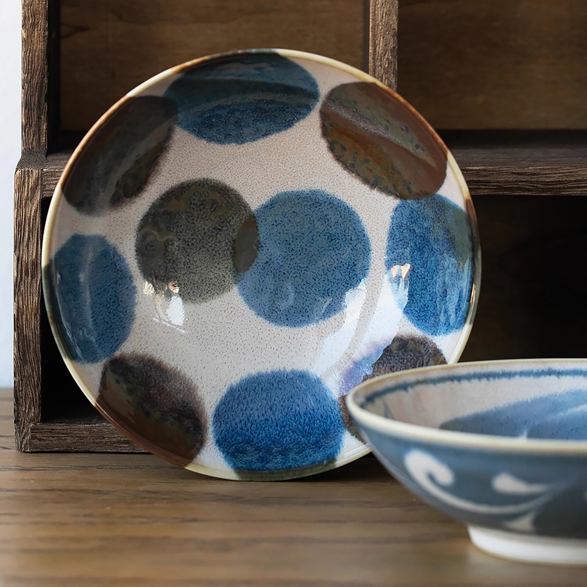 Bol en céramique peint à la main en série Brush Blue