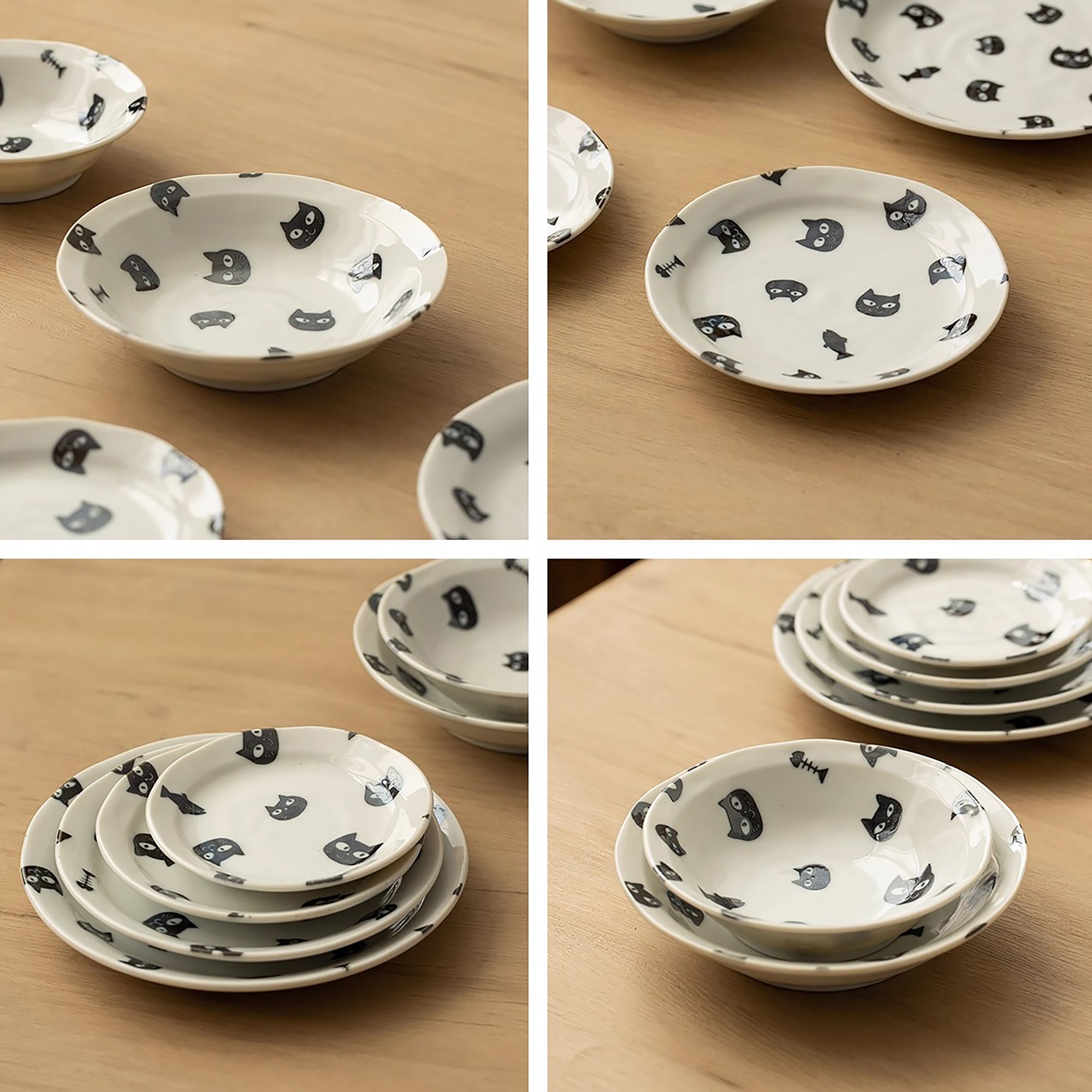Assiette en céramique avec motif chat noir