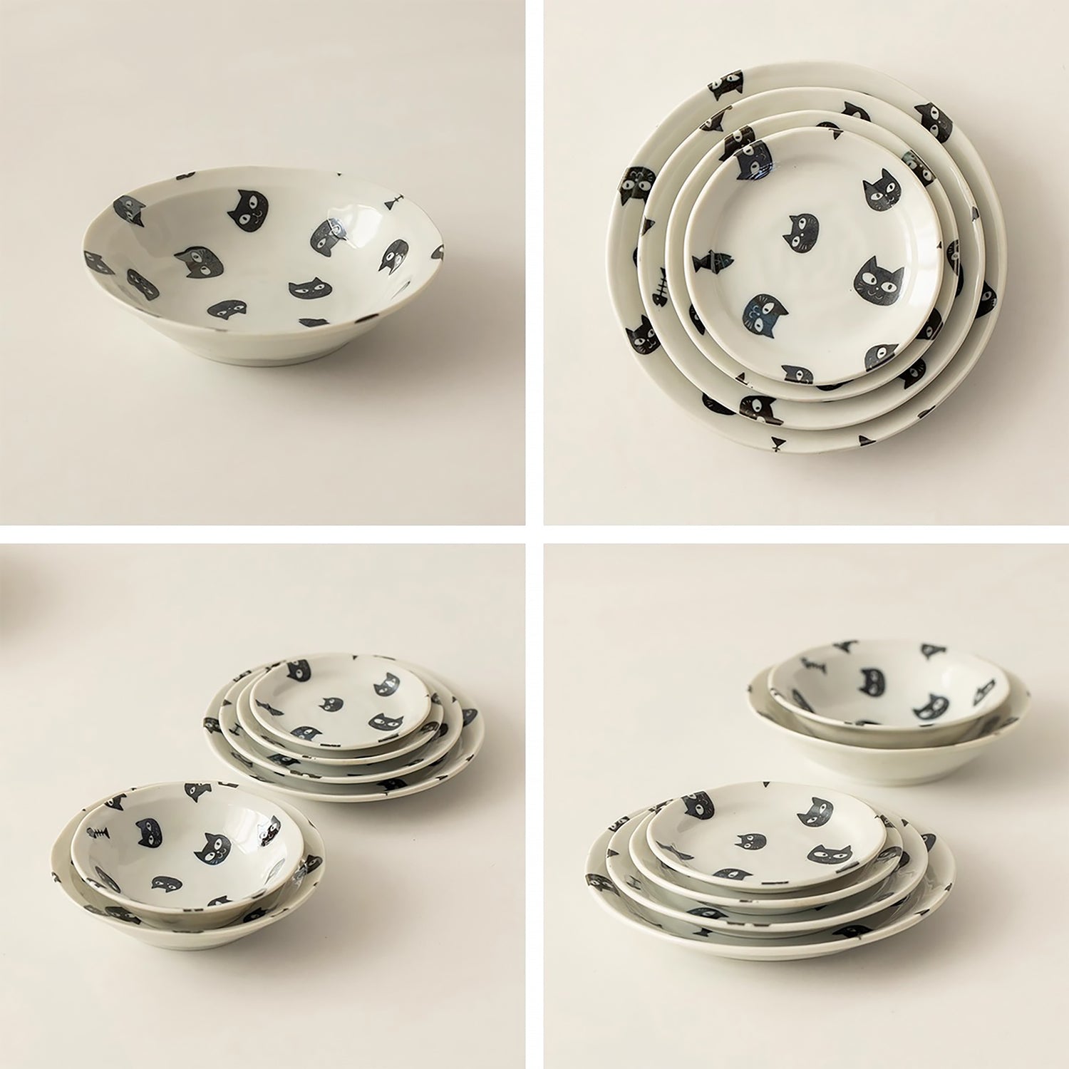 Assiette en céramique avec motif chat noir