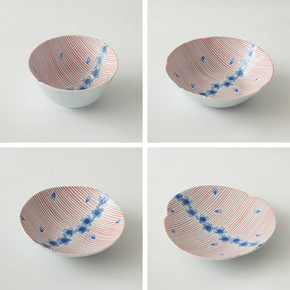 Vaisselle japonaise Mino-yaki motif sakura bleue