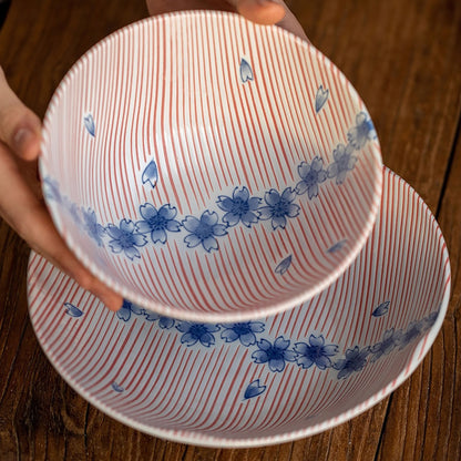 Vaisselle japonaise Mino-yaki motif sakura bleue