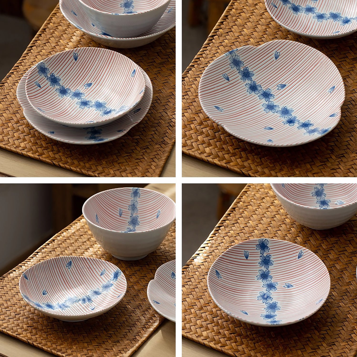 Vaisselle japonaise Mino-yaki motif sakura bleue