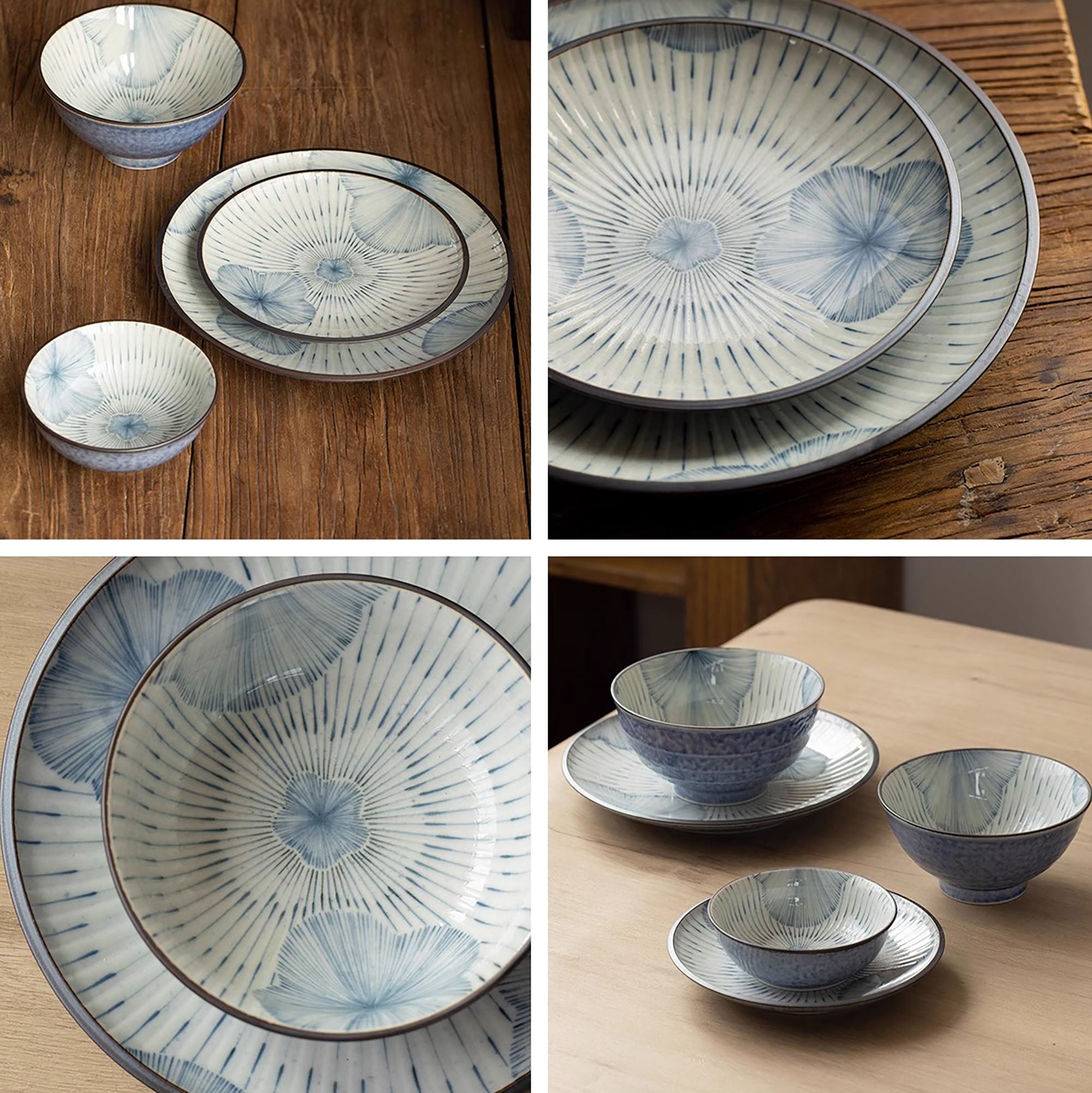Vaisselle en céramique Mino-yaki "Sakura bleue sous la pluie”