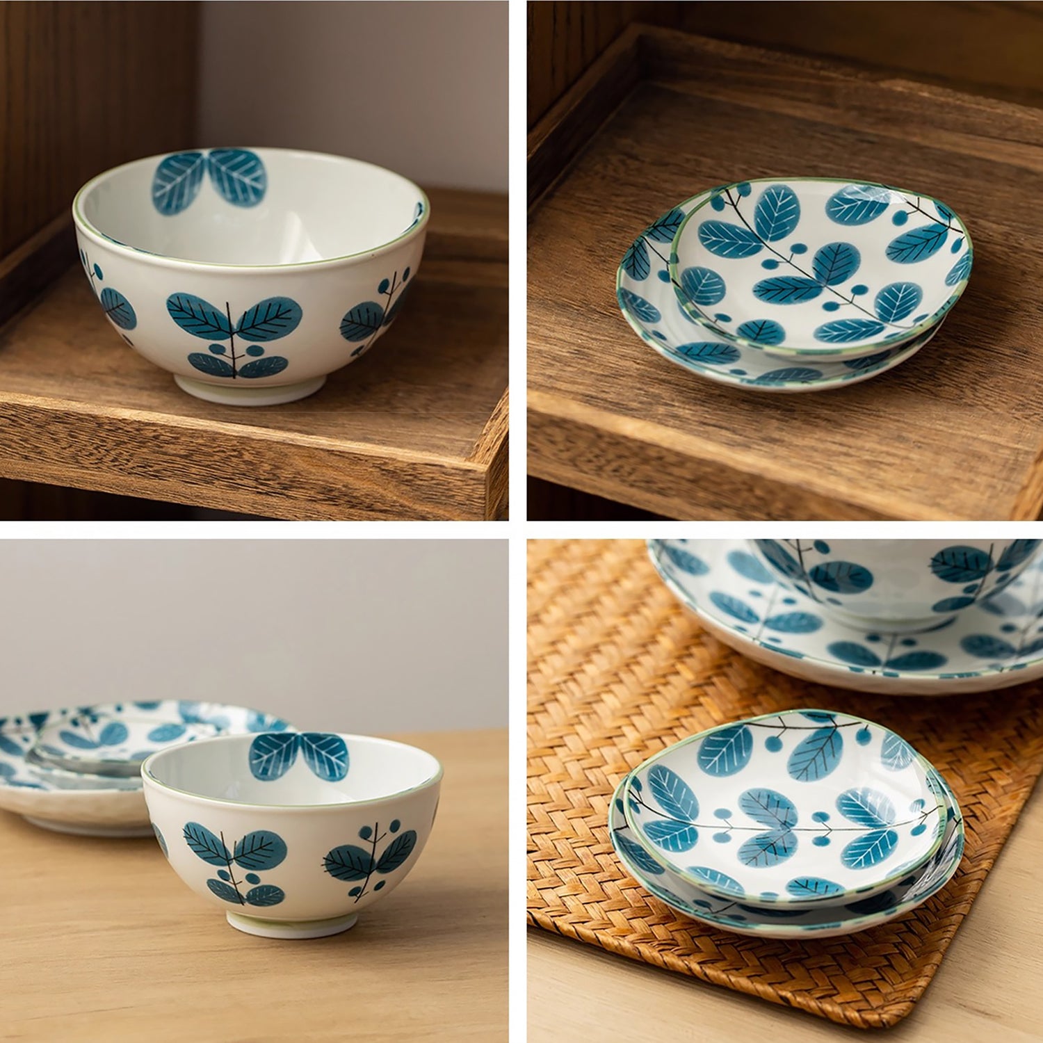 Vaisselle Mino-yaki avec motif feuillage “Forest”
