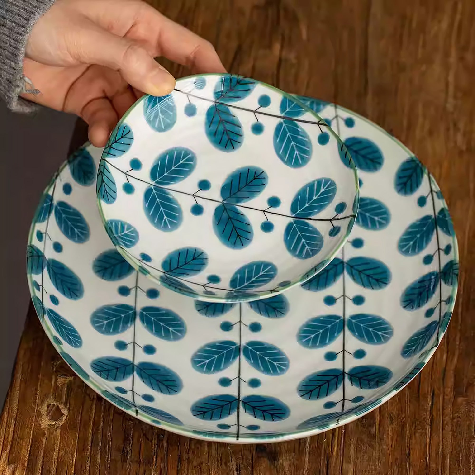 Vaisselle Mino-yaki avec motif feuillage “Forest”
