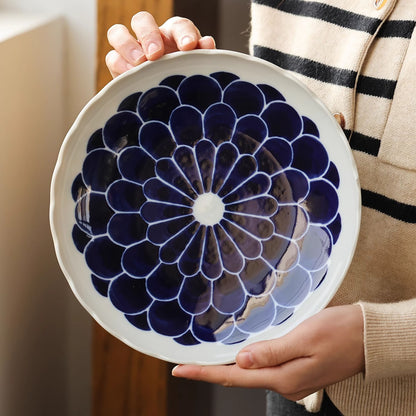 Assiette en céramique Mino-Yaki avec motif Chrysanthème