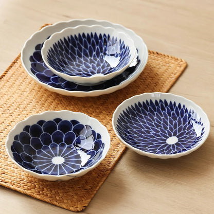 Assiette en céramique Mino-Yaki avec motif Chrysanthème