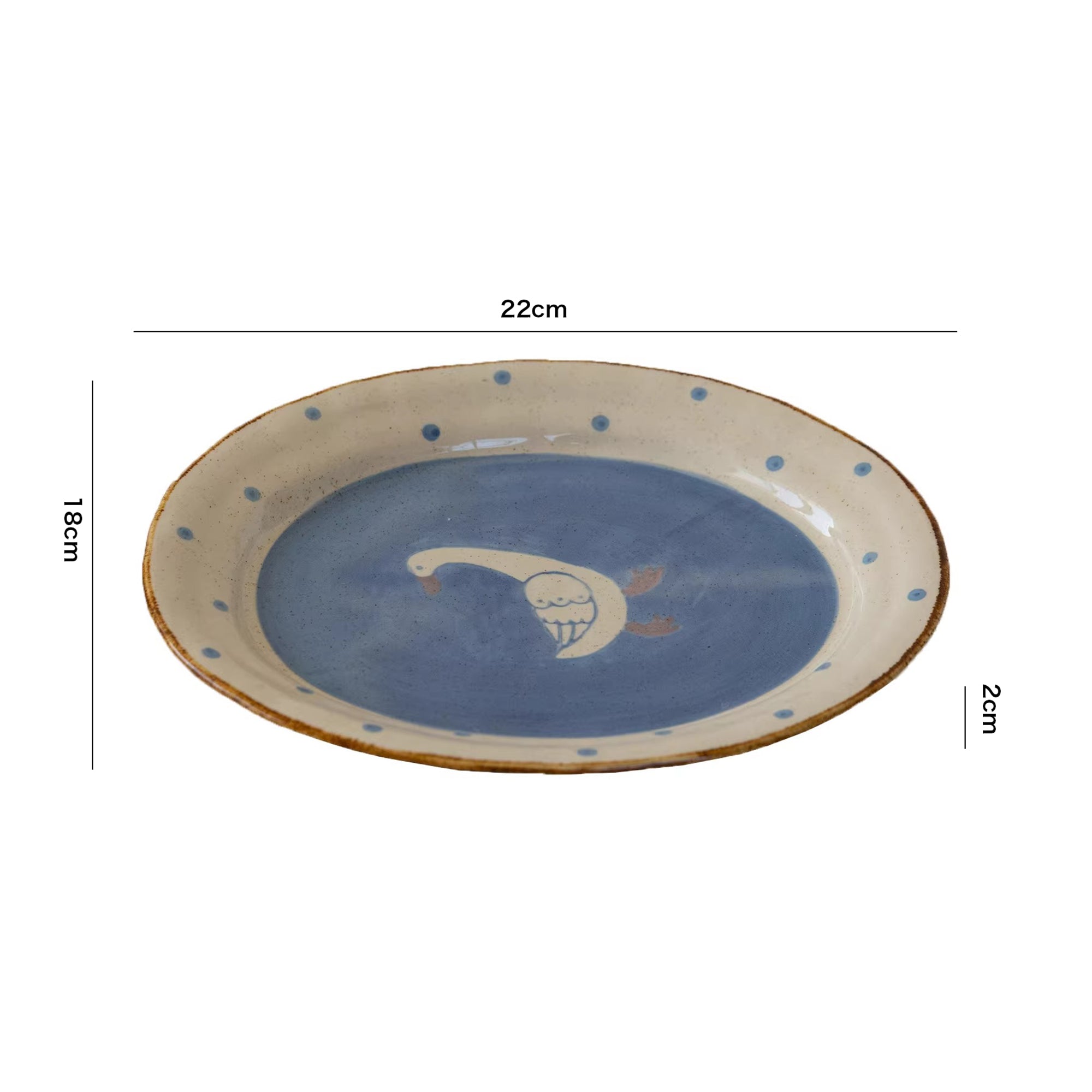 Assiette Minoyaki  avec décor oie illustrée