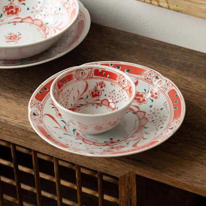 Vaisselle Minoyaki Aka-e motif prunier