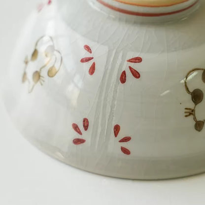 Bol Seto-yaki motif chat dos