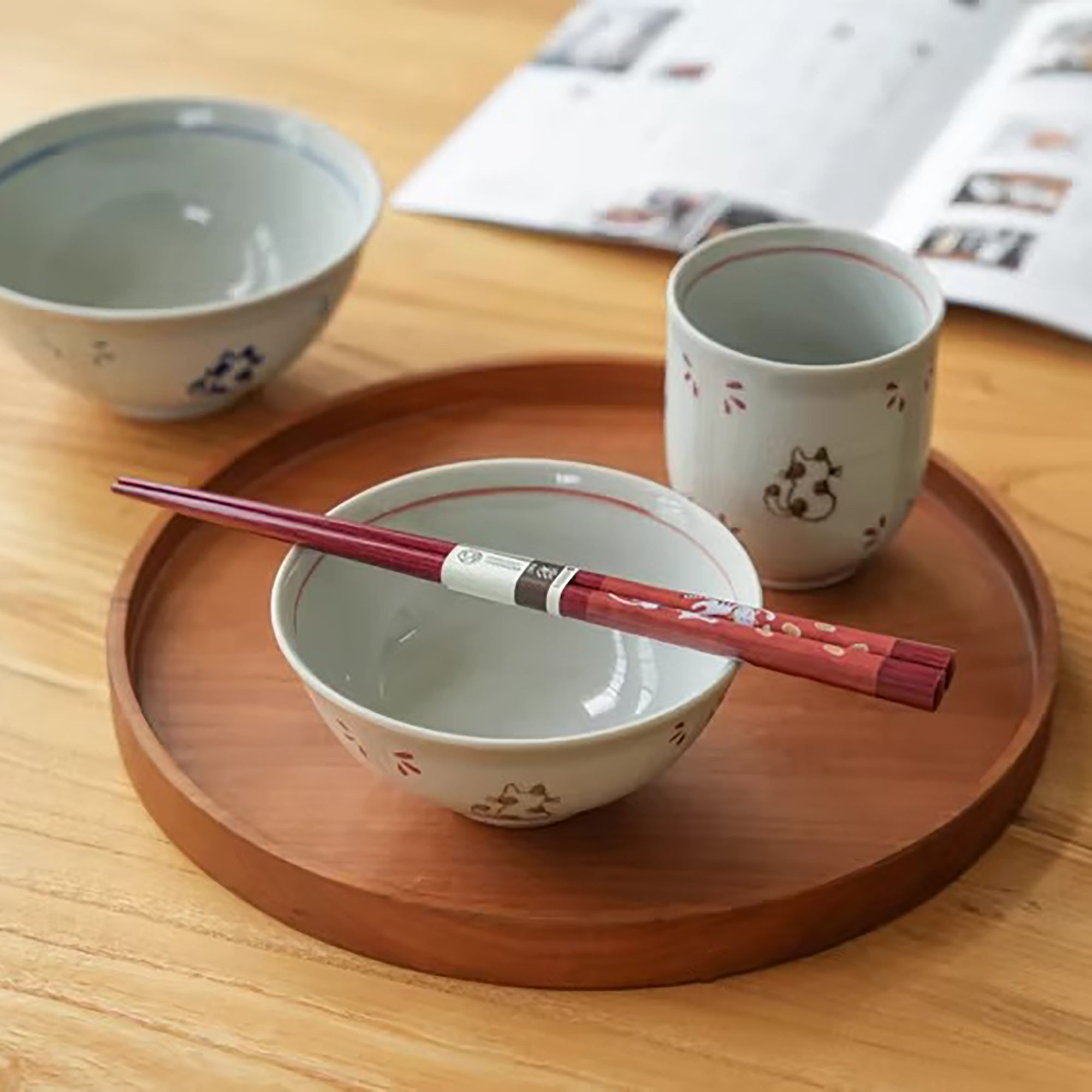 Bol Seto-yaki motif chat dos