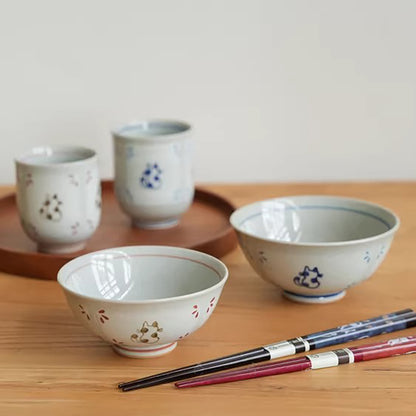 Bol Seto-yaki motif chat dos