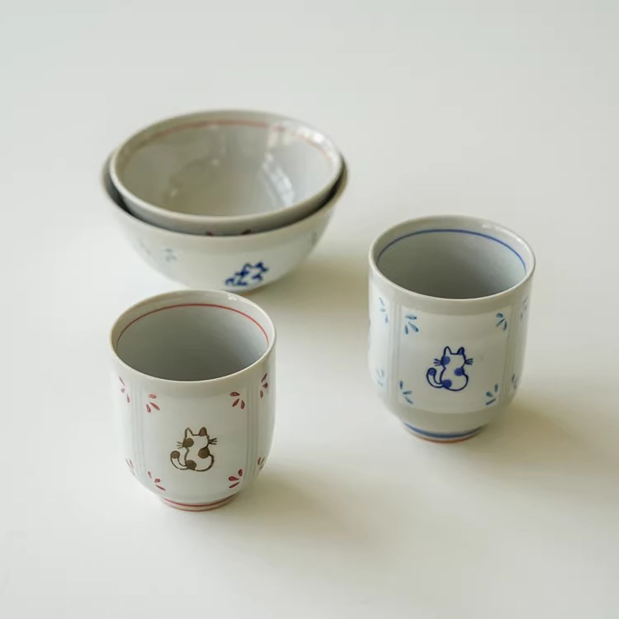 Bol Seto-yaki motif chat dos