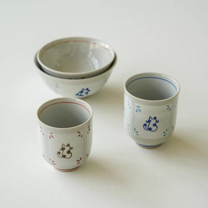 Bol Seto-yaki motif chat dos