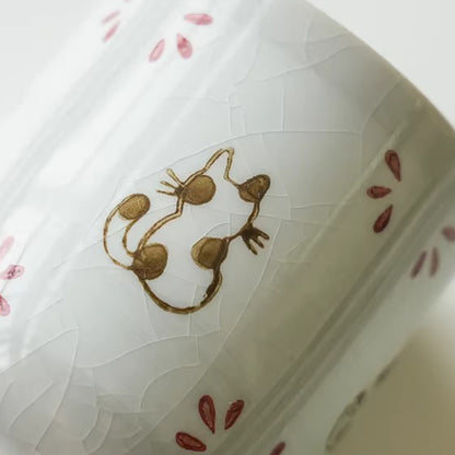 Tasse yunomi  Seto-yaki motif chat dos 