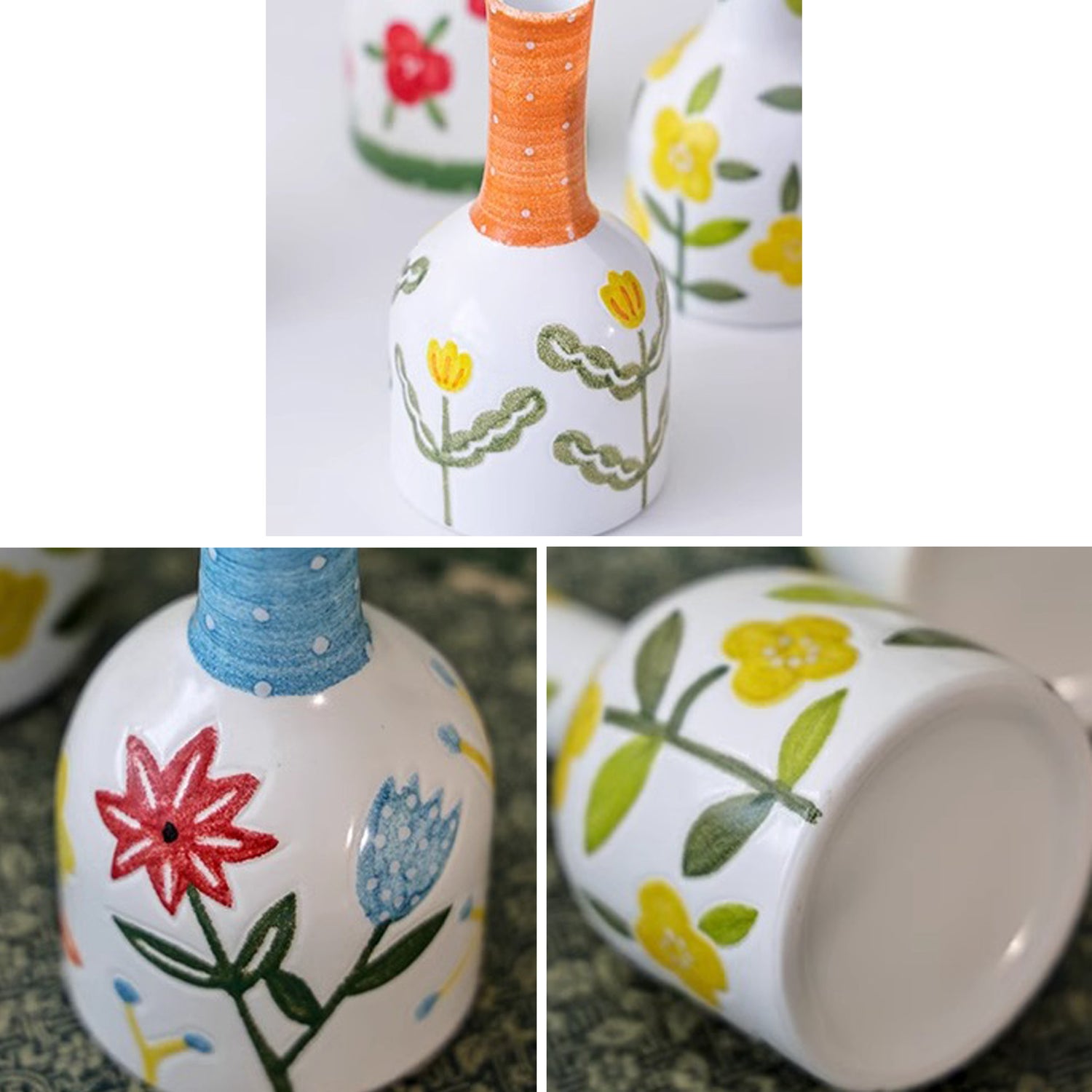 Vase en céramique fait main avec Motifs floraux