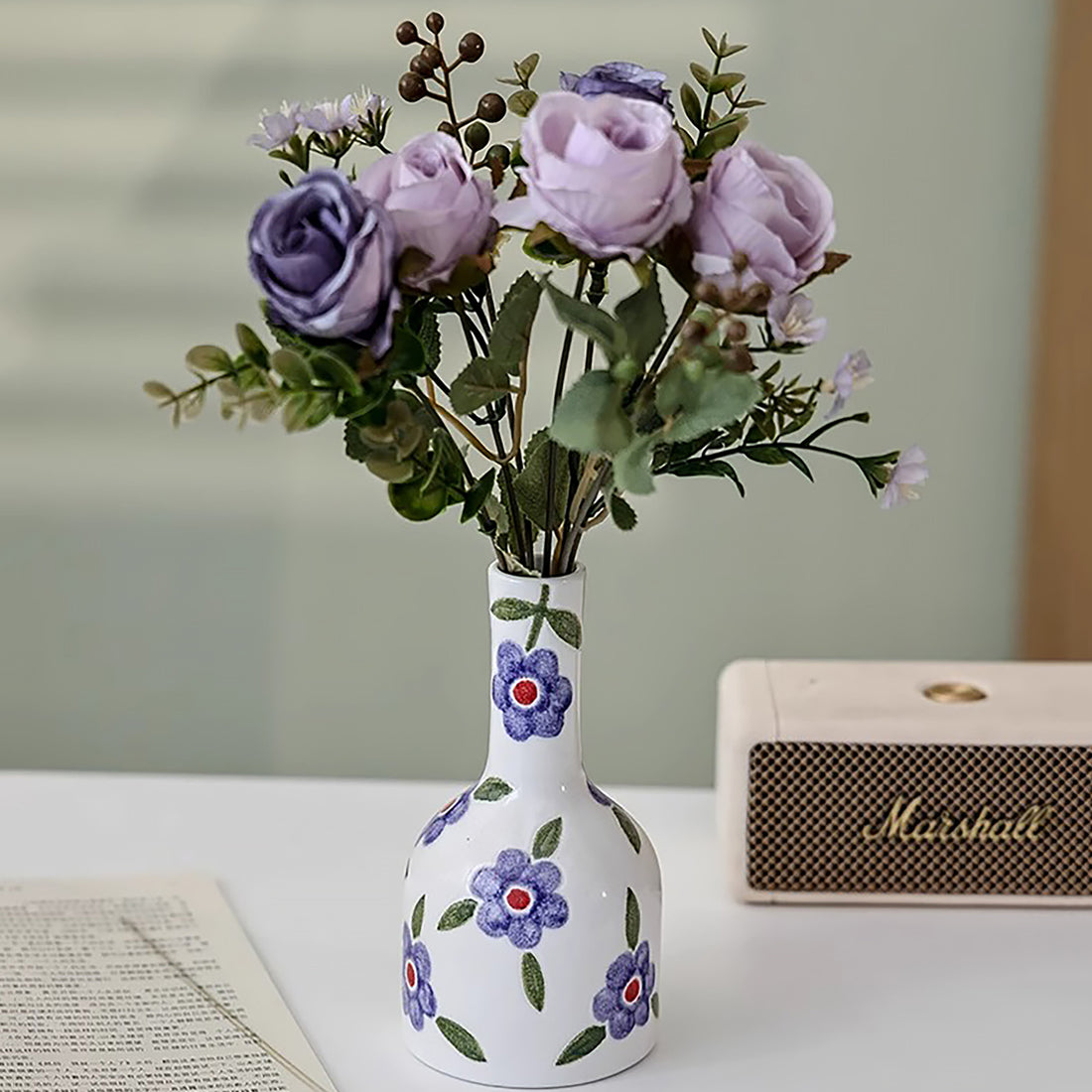 Vase en céramique fait main avec Motifs floraux