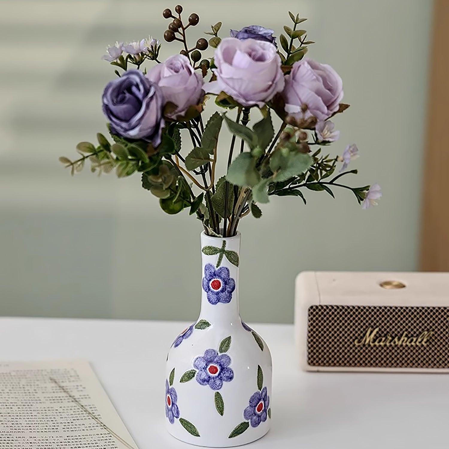 Vase en céramique fait main avec Motifs floraux