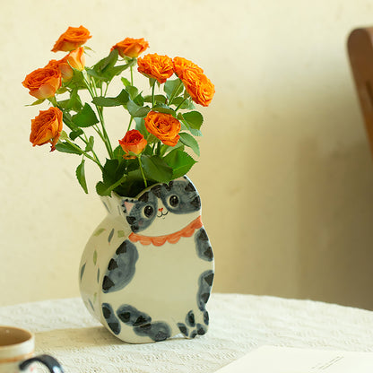 Vase chat céramique fait main décoratif