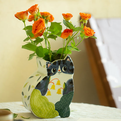 Vase chat céramique fait main décoratif