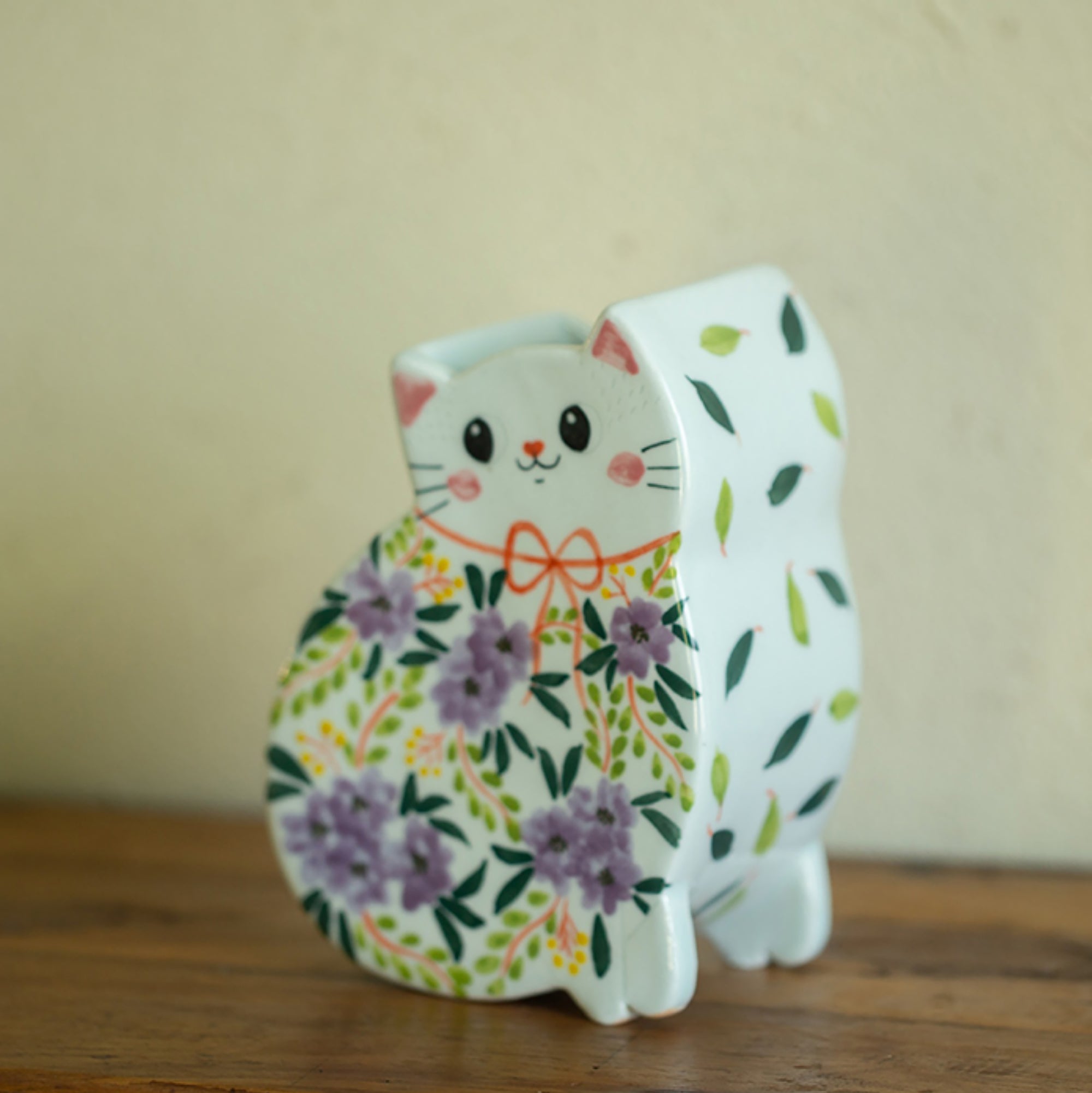 Vase chat céramique fait main décoratif