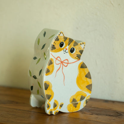 Vase chat céramique fait main décoratif