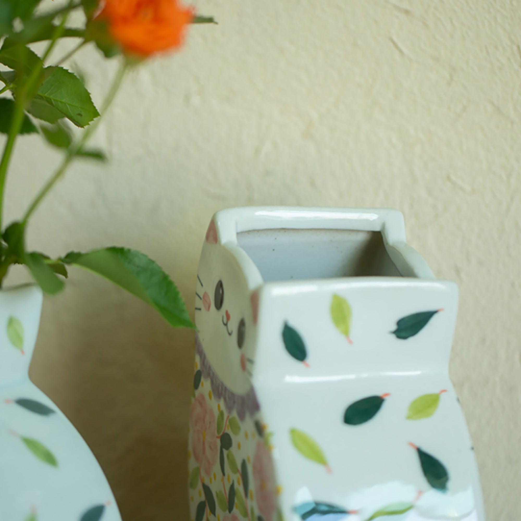 Vase chat céramique fait main décoratif