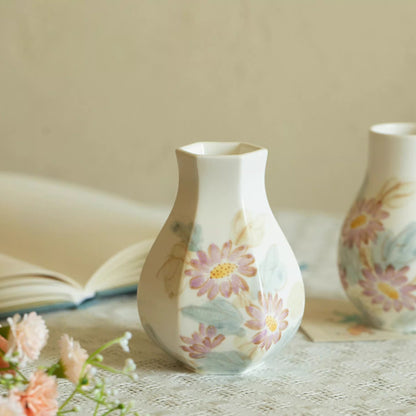Vase en céramique peint à la main motif marguerite