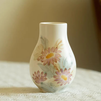 Vase en céramique peint à la main motif marguerite