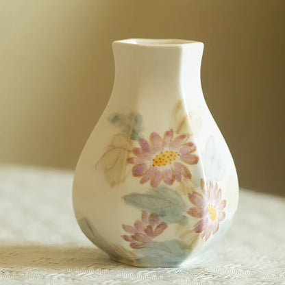 Vase en céramique peint à la main motif marguerite