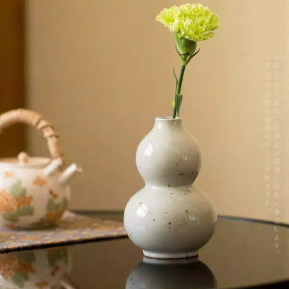 Petite Vase en céramique forme gourde brun rustique