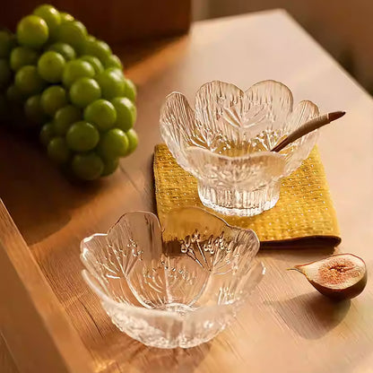 Bol en verre motif fleur bord irrégulier