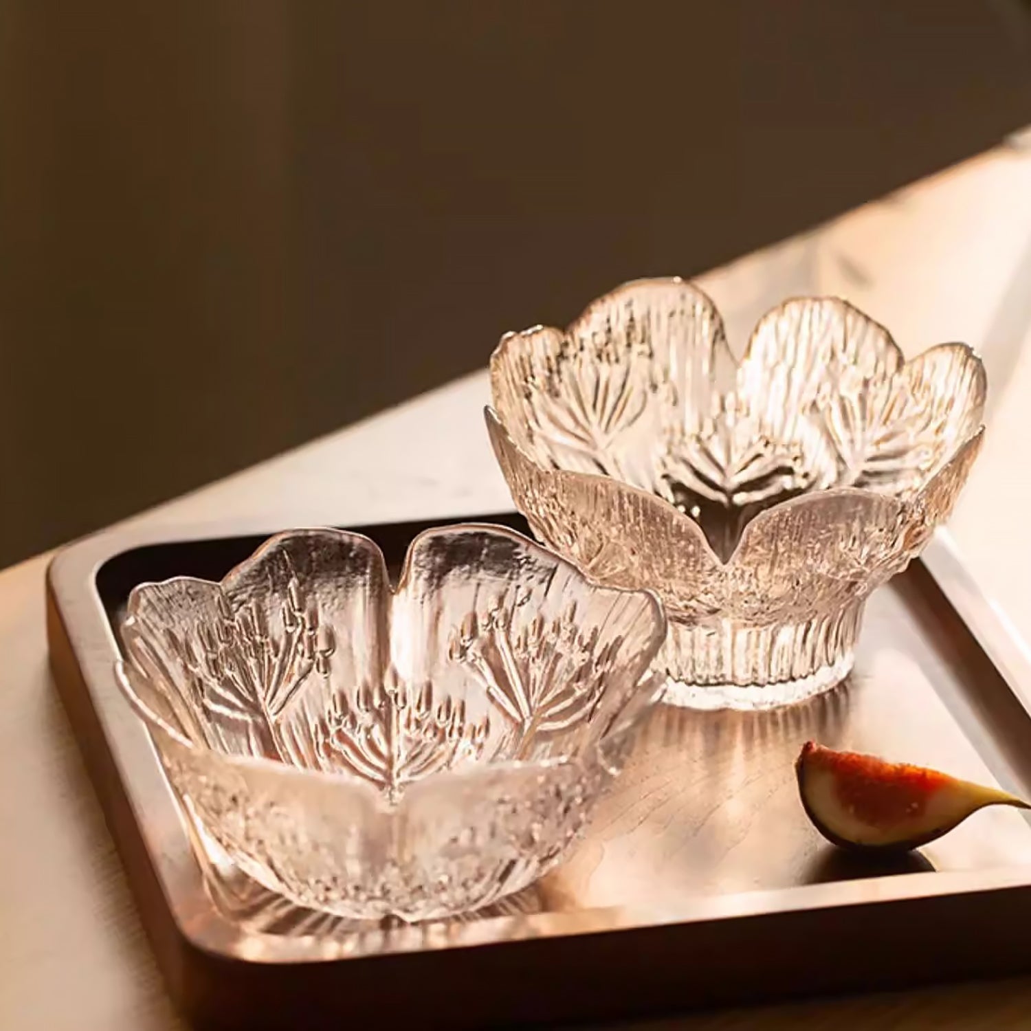 Bol en verre motif fleur bord irrégulier