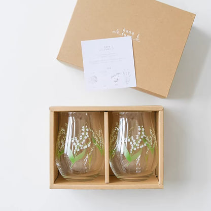Verre Toyo-Sasaki motif mimosa et muguet