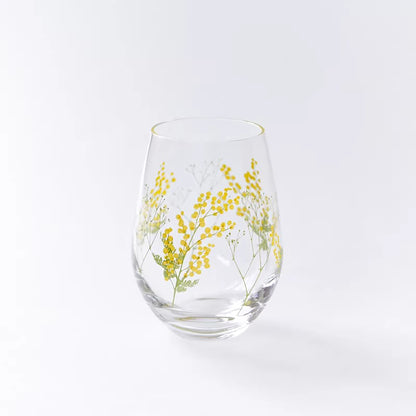 Verre Toyo-Sasaki motif mimosa et muguet