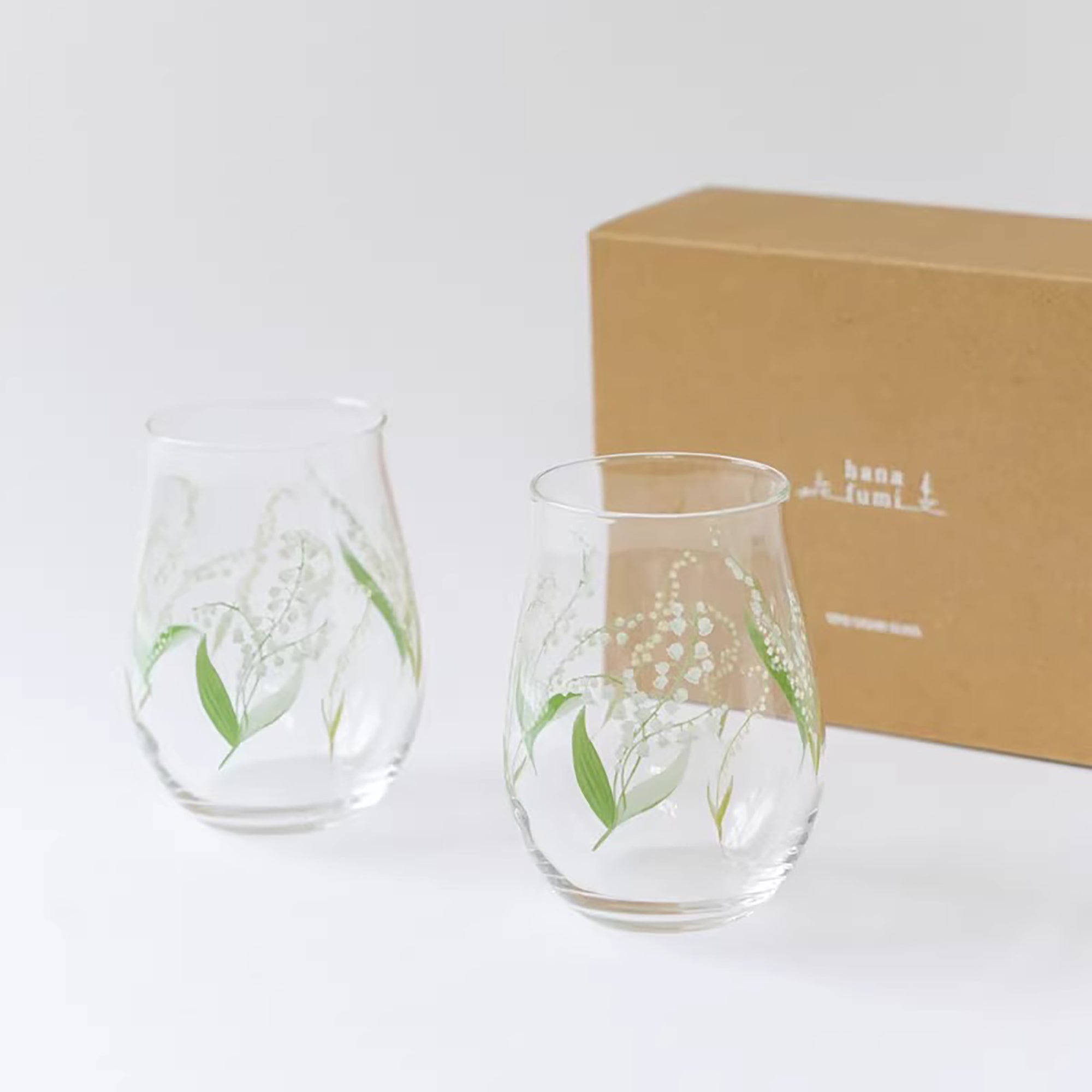 Verre Toyo-Sasaki motif mimosa et muguet